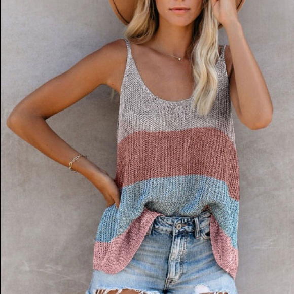 Razzle BTQ Tops - HostPick / Multicolor Knitted Tank Top